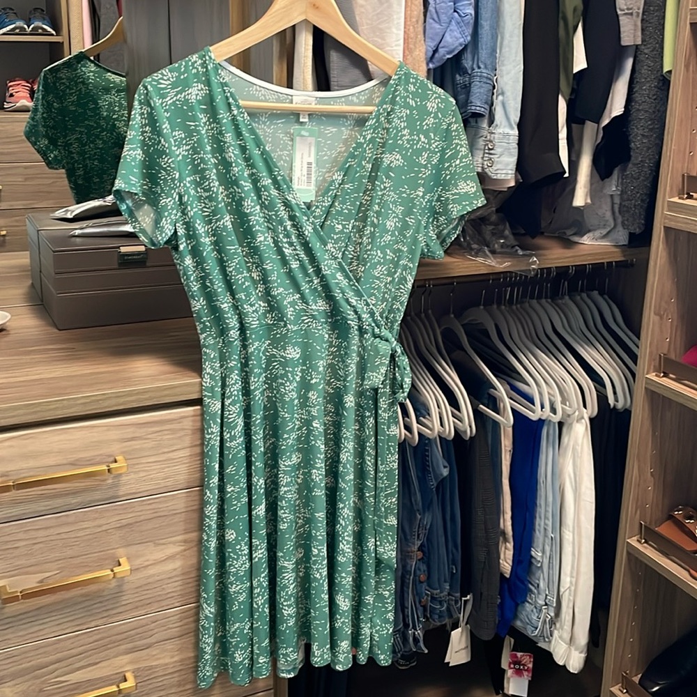 NWT Kaileigh Arnett Faux Wrap Knit Dress Green Medium